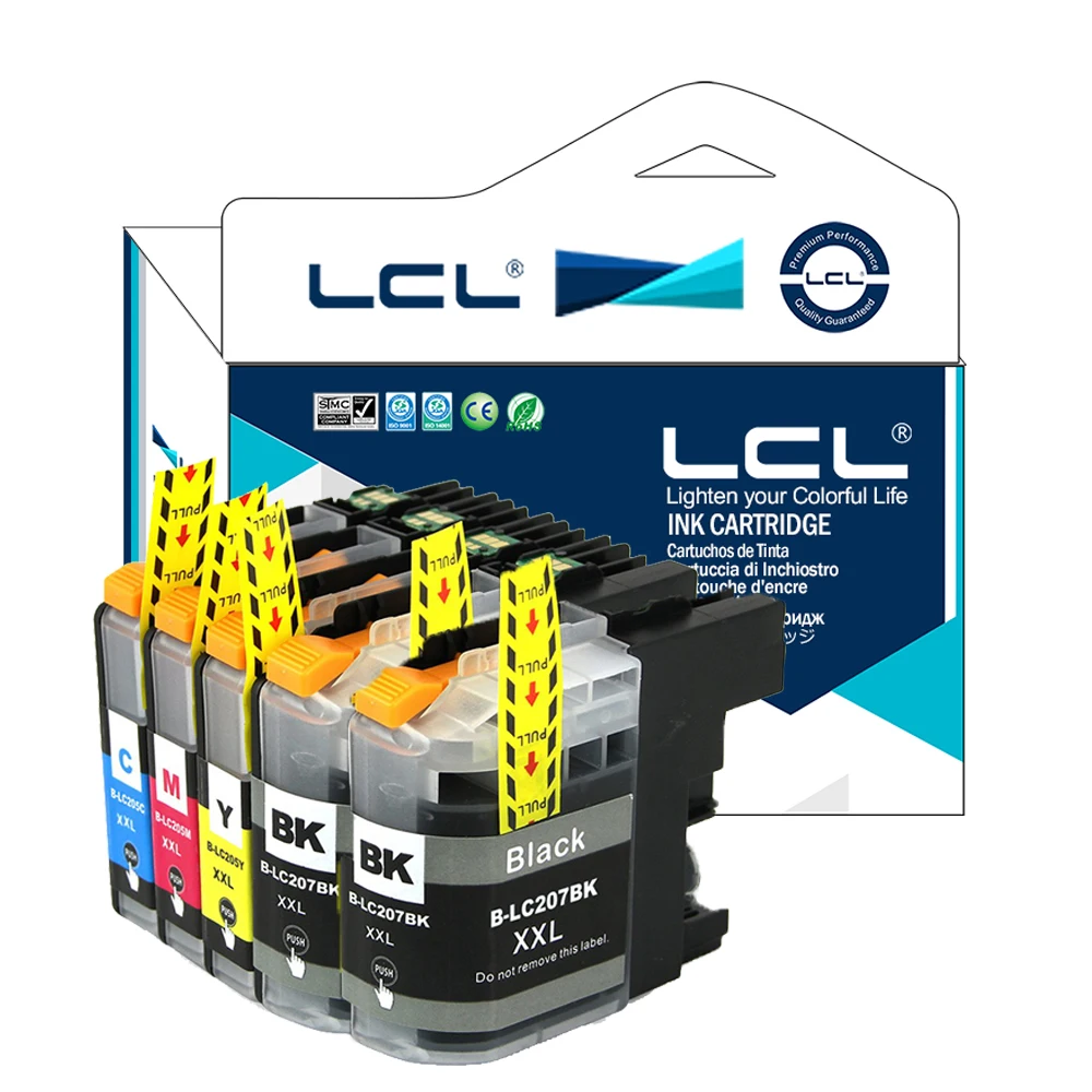 LCL LC207BK LC205C LC205M LC205Y XXL LC 207 205 (5-Pack) Ink Cartridge Compatible for Brother MFC-J4320DW/J4420DW/J4620DW
LCL LC207BK LC205C LC205M LC205Y XXL LC 207 205 (5-Pack) Ink Cartridge Compatible for Brother MFC-J4320DW/J4420DW/J4620DW