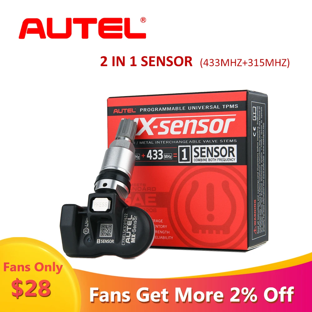 100% оригинал AUTEL 2 в 1 TPMS сенсор 433 315 МГц mx датчик давления для шин контроль