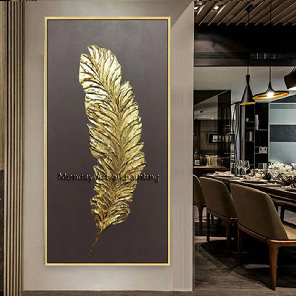 Newest 100% Hand painted abstract golden oil painting for living room abstract golden feathers painting wall pictures on canvas
Newest 100% Hand painted abstract golden oil painting for living room abstract golden feathers painting wall pictures on canvas