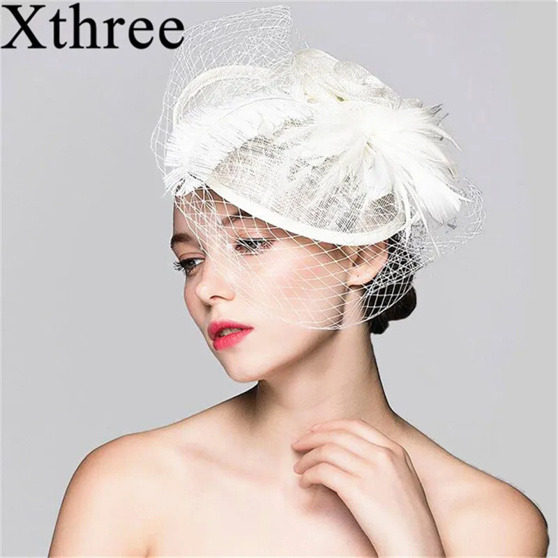 Xthree fashion Bridal Net Feather White Fedora hat for women Veil Bridal Flower party hat Banquet hats
Xthree fashion Bridal Net Feather White Fedora hat for women Veil Bridal Flower party hat Banquet hats