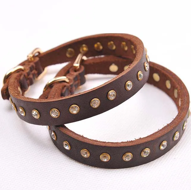 Crystal Rhinestones Genuine Leather Dog Collar Luxurious Pet Cat Bling Crystal Puppy Choker Adjustable Pet Collars
Crystal Rhinestones Genuine Leather Dog Collar Luxurious Pet Cat Bling Crystal Puppy Choker Adjustable Pet Collars
