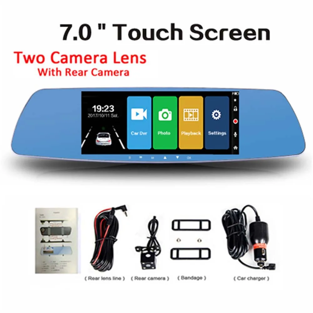 7 Inch Touch Screen Car DVR Dual Lens Camera Rearview Mirror Dvrs Dual Lens Recorder Night Vision Dash Cam FHD 1080P Registrator
7 Inch Touch Screen Car DVR Dual Lens Camera Rearview Mirror Dvrs Dual Lens Recorder Night Vision Dash Cam FHD 1080P Registrator