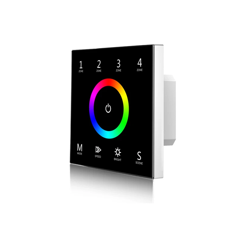 

Led RGB Strip Controller Wall Mount Touch Panel DMX Master Control 2.4GHz RF Wireless Dual Function 100V-240V 4 Zone Dim Switch