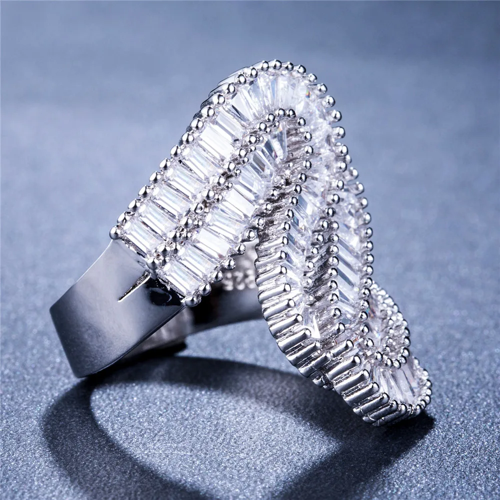 HUITAN Hyperbole модное кольцо с серебряным покрытием инкрустированное фианитом
