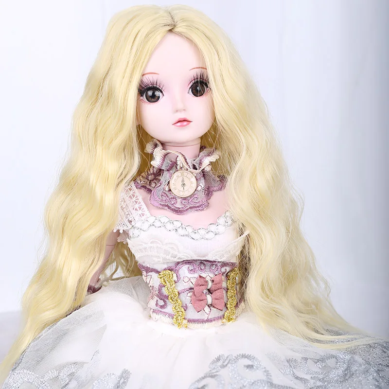 Cateleya BJD кукольный парик раздельный в средней длины вьющиеся волосы черный