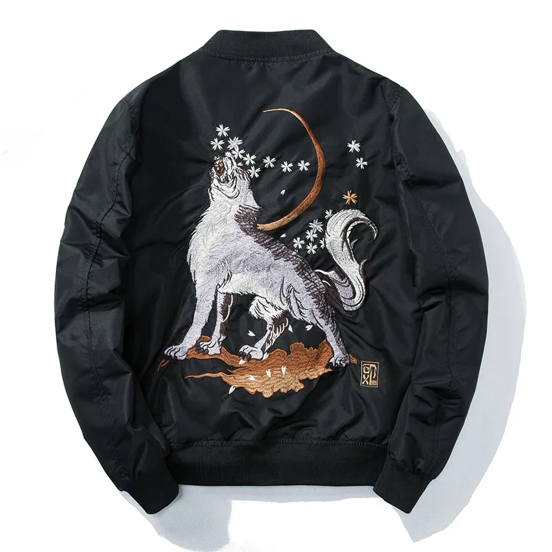 Jacket Wolf Embroidery Thin Men's Jacket Stand Collar Fashion Outwear Men Coat Bomb Baseball Jackets
Jacket Wolf Embroidery Thin Men's Jacket Stand Collar Fashion Outwear Men Coat Bomb Baseball Jackets