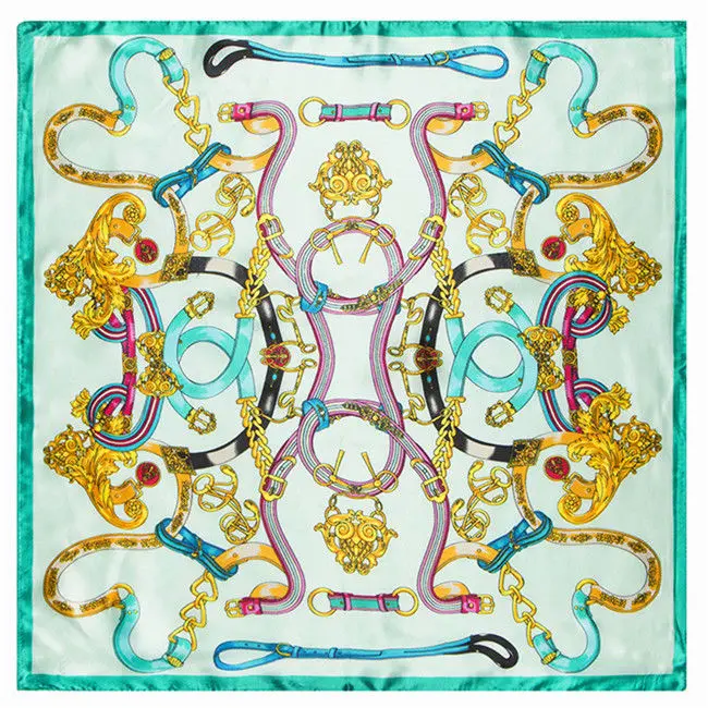 60cm*60cm Women 2017 New Fashion Imitated Silk Euro Style Metal Chain and Belt Printed Lady Square Scarf Hot Sale
60cm*60cm Women 2017 New Fashion Imitated Silk Euro Style Metal Chain and Belt Printed Lady Square Scarf Hot Sale