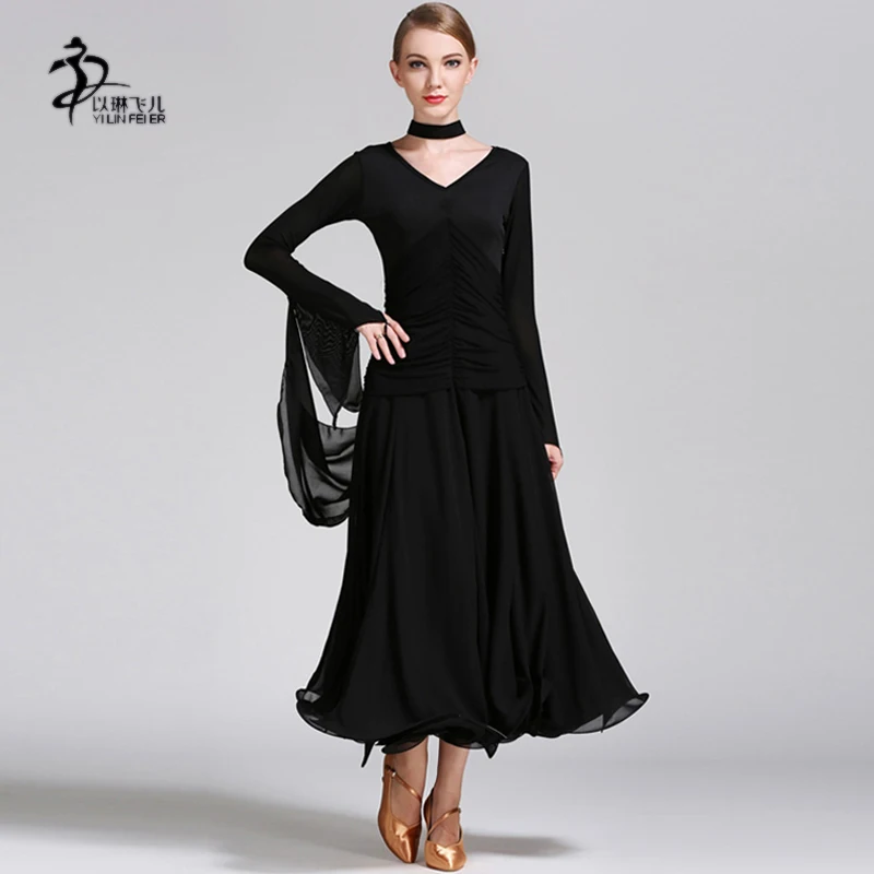 National Standard Dance Clothing Waltz Long Skirt Chiffon Big Swing Costume | Тематическая одежда и униформа