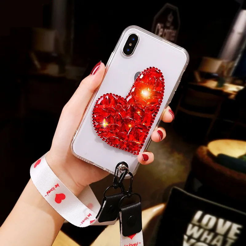 Для huawei Honor 8 9 lite 7X10 7C 7A pro Y9 Y7 Y6 Prime Y5 2018 Блеск Алмазный в форме сердца со стразами
