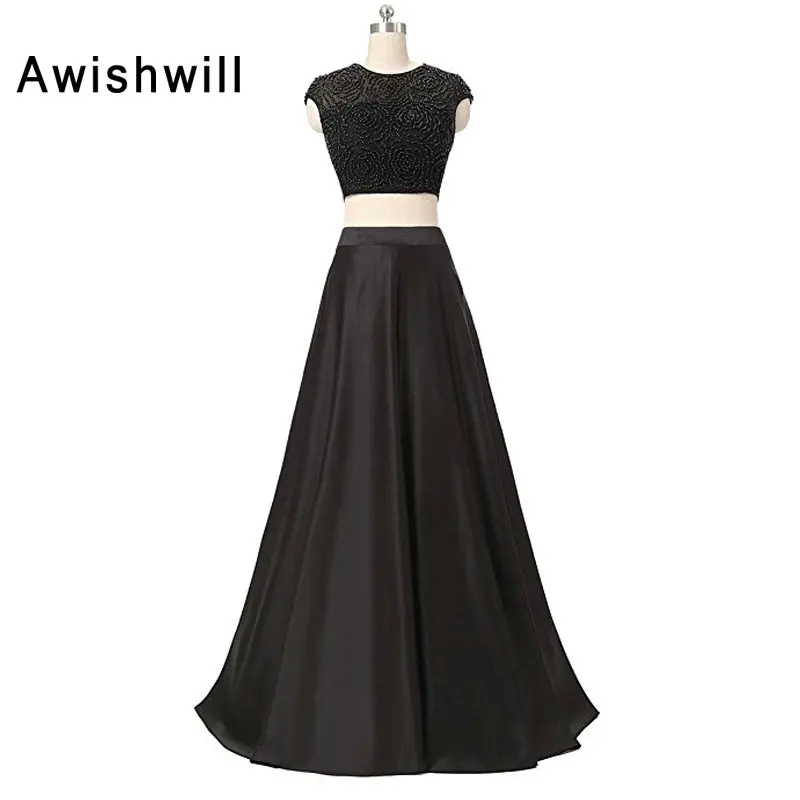 Women Fashion Satin Two Pieces Floor Length Black Evening Dresses 2020 Beading Sleeveless Robe De Soiree Party Dresses Elegant
Women Fashion Satin Two Pieces Floor Length Black Evening Dresses 2020 Beading Sleeveless Robe De Soiree Party Dresses Elegant