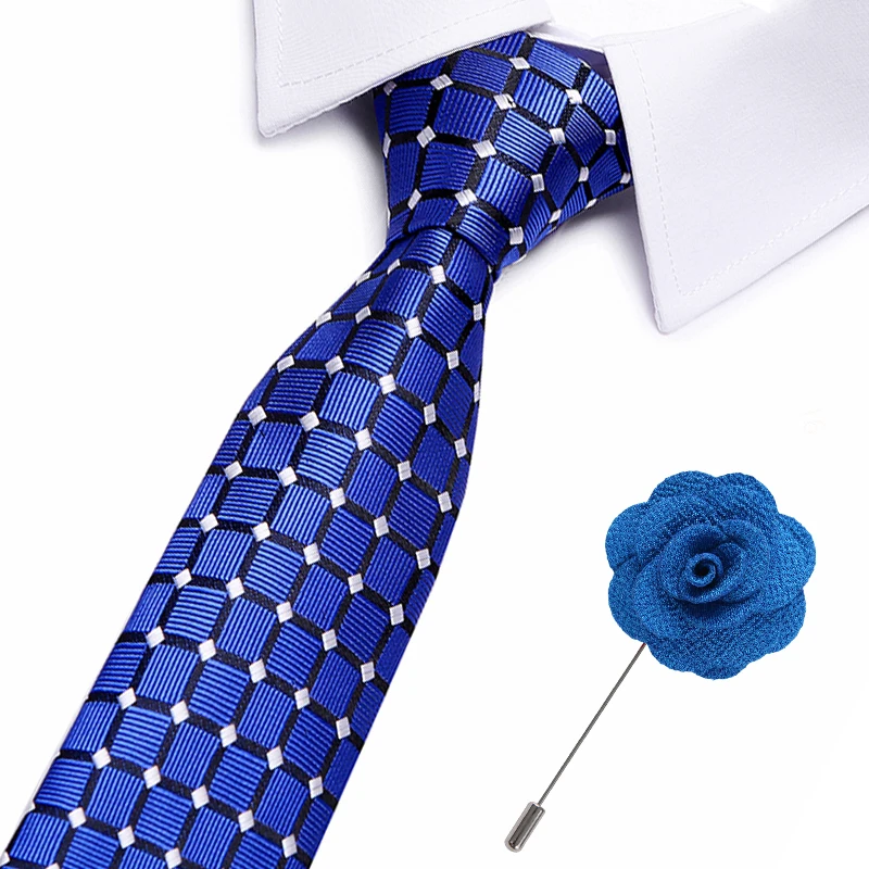 Mens Tie Blue Paisley Silk Neck tie Classic brooches Set Ties For Men Business Wedding Party Free Shipping | Аксессуары для одежды
