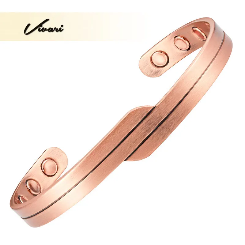 

Vivari 2017 Unisex Health Healing Bio Bracelet For Women Magnetic Copper Plating Vintage Style Round Men Bangle Wristband Charm