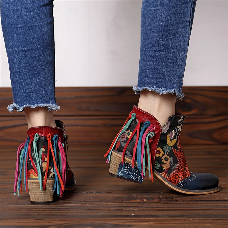 BuonoScarpe 2019 New Chic Tassels Ankle Boots Fashion Mixed Color Patchwork Ethnic Boots Colorful Fringe Short Lady Botas Mujer
BuonoScarpe 2019 New Chic Tassels Ankle Boots Fashion Mixed Color Patchwork Ethnic Boots Colorful Fringe Short Lady Botas Mujer