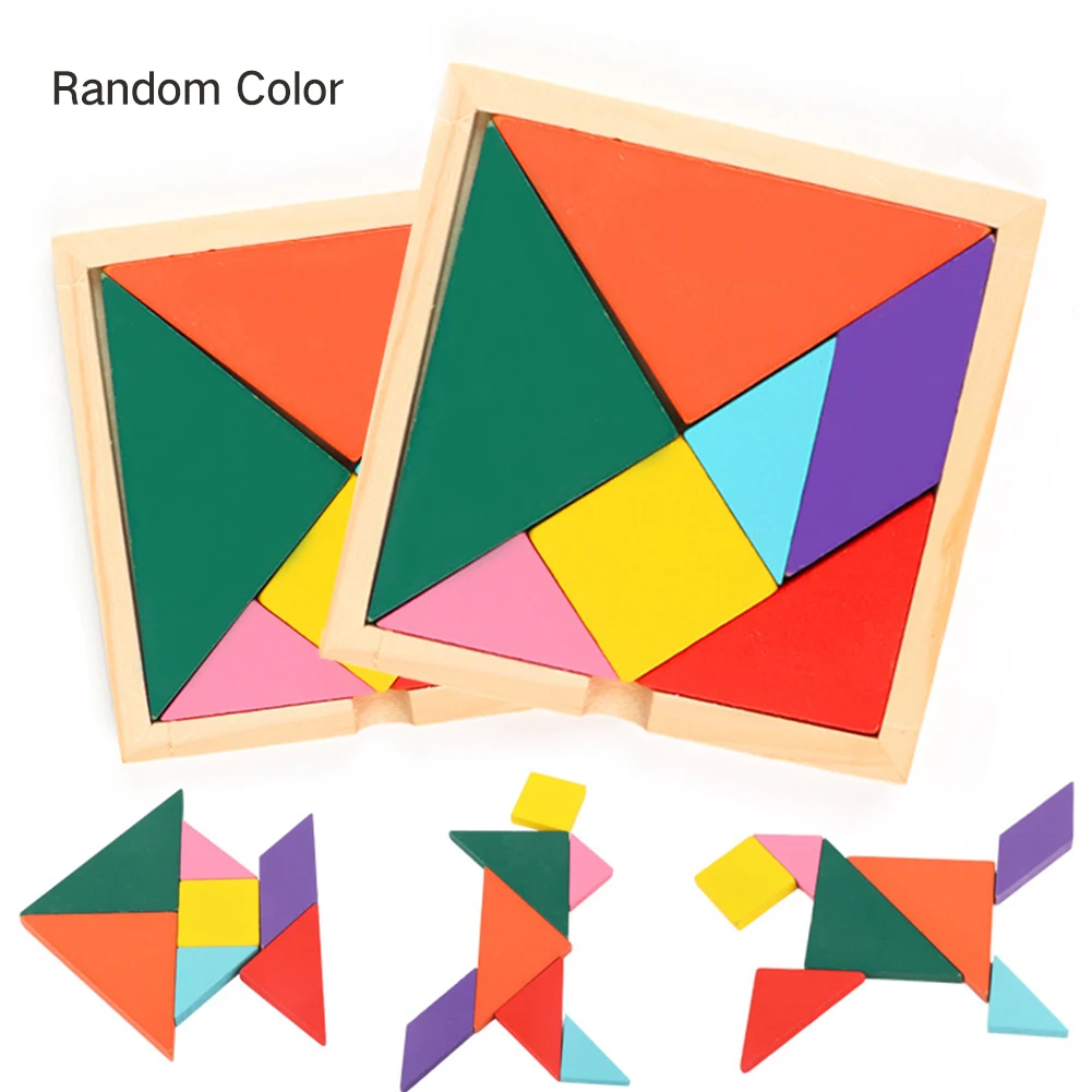 Детские развивающие игрушки Пазлы деревянная графика Когнитивная Tangram красочные