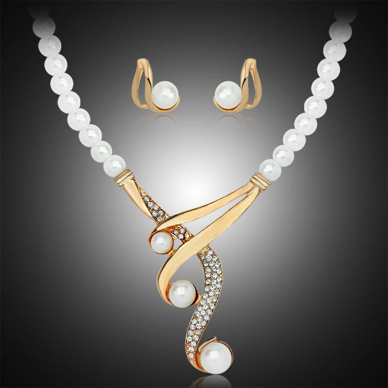 danbihuabi Fashion Parure Bijoux Femme Wedding Ethiopian Jewelry Luxurious Pearl Necklace Earrings Bridal Sets | Украшения и