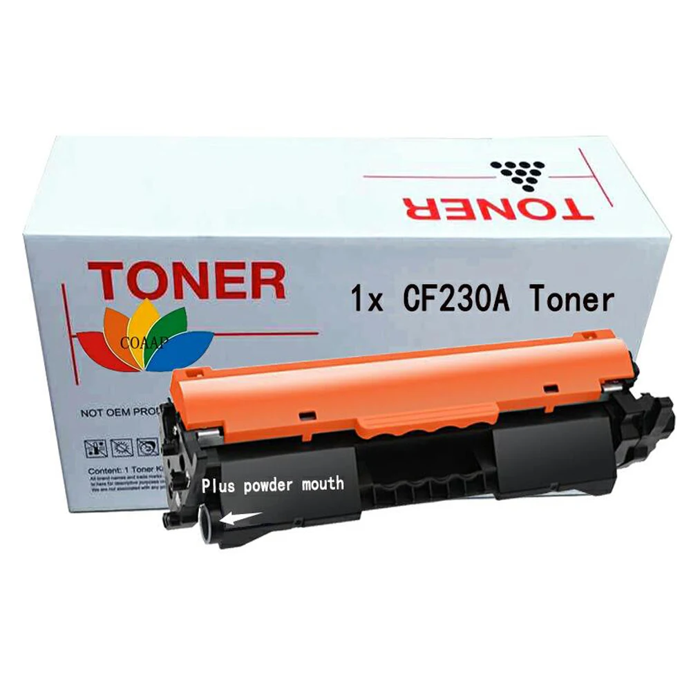 1x Compatible CF230A 230A toner cartridge for HP LaserJet M203d M203dn M203dw MFP M227fdn M227fdw (No chip)
1x Compatible CF230A 230A toner cartridge for HP LaserJet M203d M203dn M203dw MFP M227fdn M227fdw (No chip)