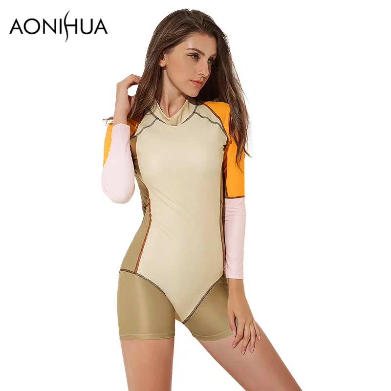 AONIHUA Swimwear Women 2018 Slim Rash Guards Patchwork 1 One Piece Swimsuits Push up Long sleeve Surfing female Bathing Suit
AONIHUA Swimwear Women 2018 Slim Rash Guards Patchwork 1 One Piece Swimsuits Push up Long sleeve Surfing female Bathing Suit