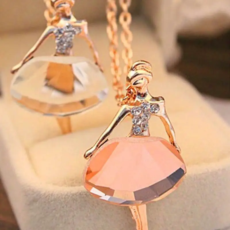 Лидер продаж Милые ожерелья Австрийские кристаллы балетная танцующая девушка