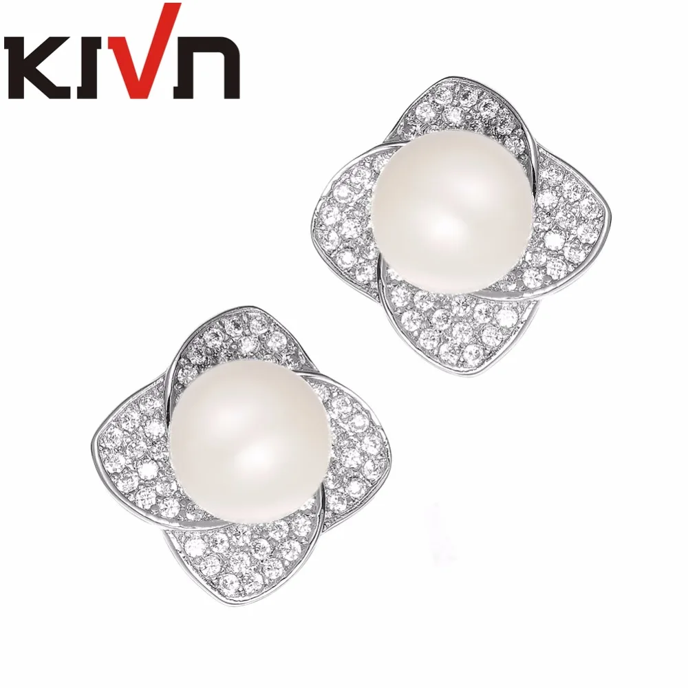 KIVN fashion Jewelry Flower Stud CZ cubic Zirconia Simulated Pearl Earrings Wedding Bridal Earrings for Women
KIVN fashion Jewelry Flower Stud CZ cubic Zirconia Simulated Pearl Earrings Wedding Bridal Earrings for Women