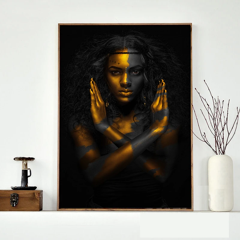 SELFLESSLY ART Wall Art Golden Black Women Canvas Painting Wall Pictures For Living Room Golden Girl Decoration Pictures Unframe
SELFLESSLY ART Wall Art Golden Black Women Canvas Painting Wall Pictures For Living Room Golden Girl Decoration Pictures Unframe