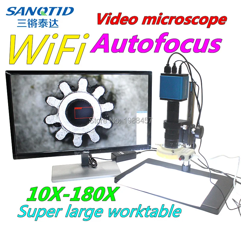 WiFi autofocus video microscope, HDHDMI with mouse 10X-180X lens super large worktable for mobile phone maintenance
WiFi autofocus video microscope, HDHDMI with mouse 10X-180X lens super large worktable for mobile phone maintenance