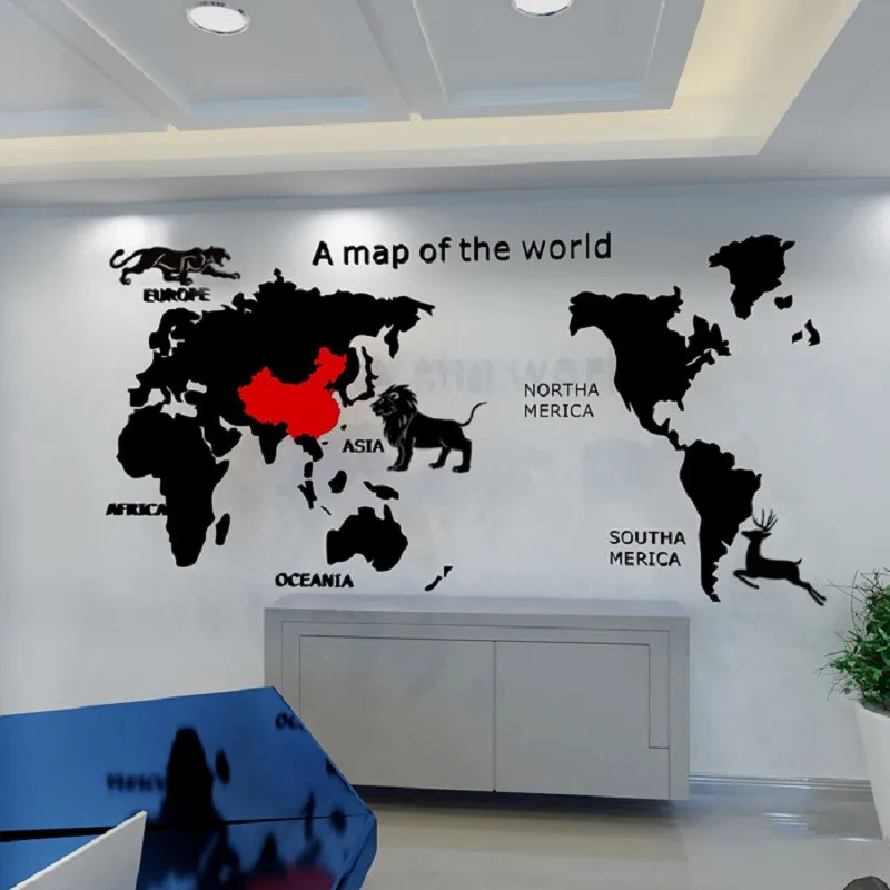 World Map 3D Acrylic Stereo Self-adhesive Wall Stickers Living room sofa office wall poster lion tiger Wall decoration
World Map 3D Acrylic Stereo Self-adhesive Wall Stickers Living room sofa office wall poster lion tiger Wall decoration