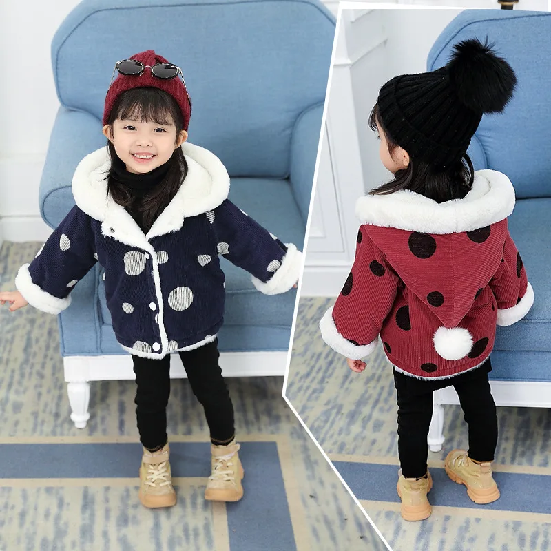 Girls 2-6 Years Long Sleeve Hooded Fashion Single Breasted Coats Dots Corduroy Thick Warm Winter Autumn Outdoor Jackets
Girls 2-6 Years Long Sleeve Hooded Fashion Single Breasted Coats Dots Corduroy Thick Warm Winter Autumn Outdoor Jackets