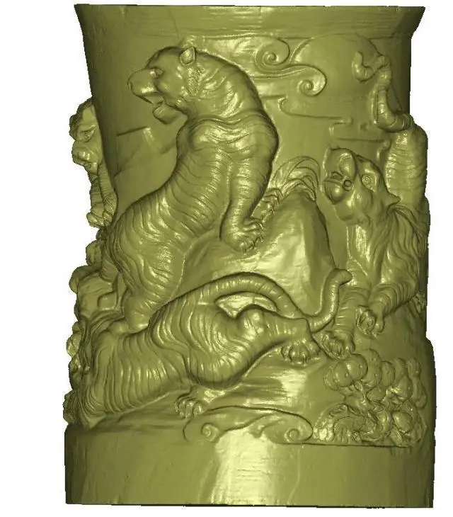 3D model round stl for Four axis engraving machine tiger pen container for CNC machine STL format