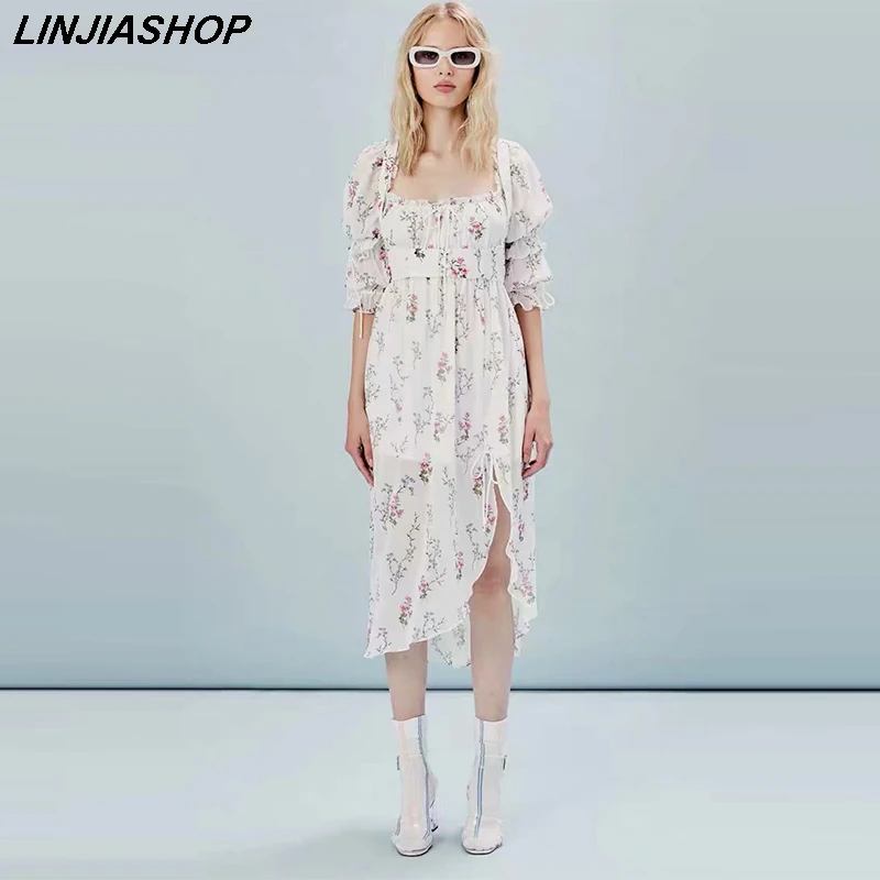 Bohemian beige women dress elegant print ruffles high waist square collar summer double-face wearing princess dress girls
Bohemian beige women dress elegant print ruffles high waist square collar summer double-face wearing princess dress girls