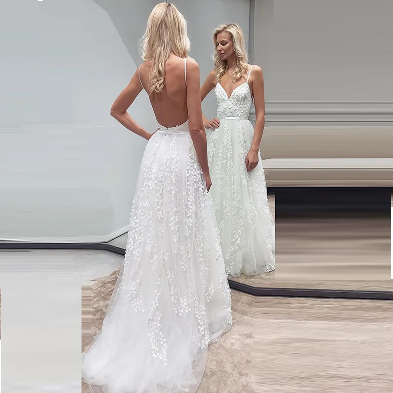 Elegant Lace Beach Wedding Dress Spaghetti Straps V-Neck Wedding Gowns Bride Dress 2020 Wedding Gowns Vestido De Noiva
Elegant Lace Beach Wedding Dress Spaghetti Straps V-Neck Wedding Gowns Bride Dress 2020 Wedding Gowns Vestido De Noiva