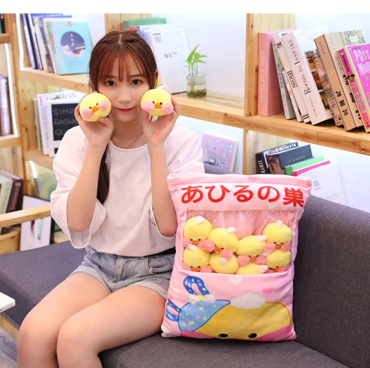 a bag of pudding plush toys cute yellow pink Hyaluronic acid duck pillow home decor kids funny gift for | Игрушки и хобби
