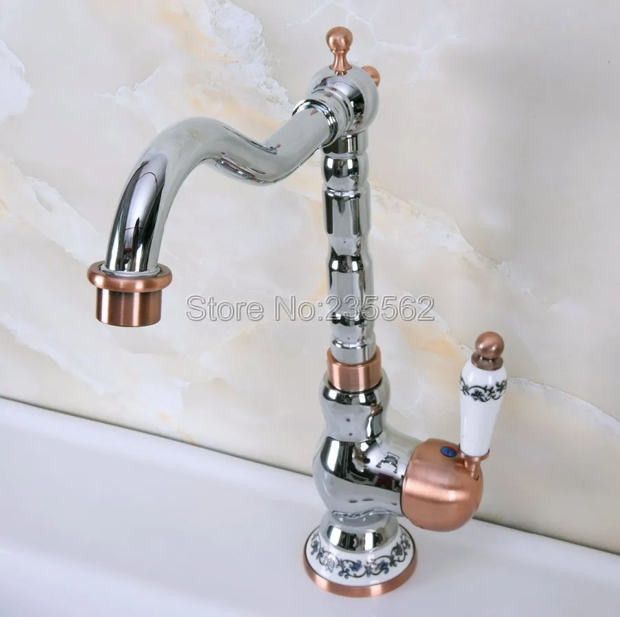 Chrome & Red Copper Brass Kitchen Bathroom Basin Sink Faucet Vessel Tap Mixer Tap Swivel Spout Single Hole Deck Mounted Lnf908
Chrome & Red Copper Brass Kitchen Bathroom Basin Sink Faucet Vessel Tap Mixer Tap Swivel Spout Single Hole Deck Mounted Lnf908
