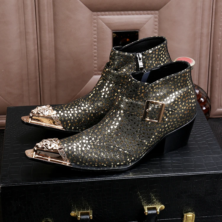 Spring Autumn Silk Botas Fashion Metal Iron Pointed Toe Men Ankle Boots Hombre Cowboy Buckle Zip Military Boots Prom Dress Shoes
Spring Autumn Silk Botas Fashion Metal Iron Pointed Toe Men Ankle Boots Hombre Cowboy Buckle Zip Military Boots Prom Dress Shoes