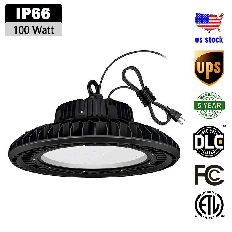 100 Вт UFO LED High Bay Light Водонепроницаемые светодиодные гаражные светильники высокого