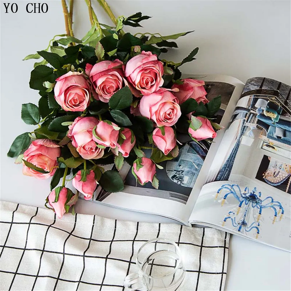 YO CHO Home Decoration Accessories Chrisma Silk Roses Artificial Flowers Leaves Flores Autumn Decoration Peony Fake Flowers
YO CHO Home Decoration Accessories Chrisma Silk Roses Artificial Flowers Leaves Flores Autumn Decoration Peony Fake Flowers