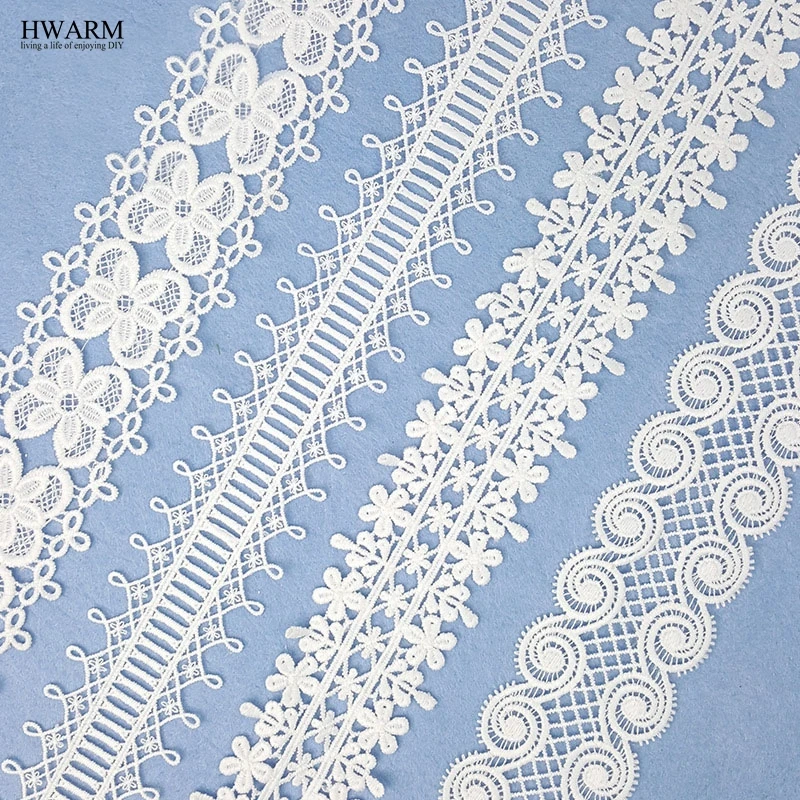 5yard White lace fabric ribbon trim DIY bilateral water-soluble embroidery fine quality hollow lace wedding dress accessories
5yard White lace fabric ribbon trim DIY bilateral water-soluble embroidery fine quality hollow lace wedding dress accessories