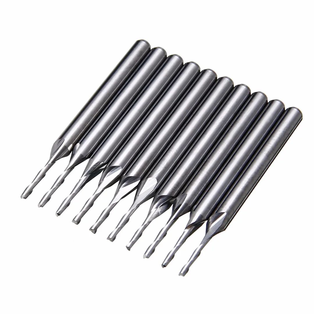 10pcs Double 2 Flute Spiral Carbide Flat Nose End Mill CNC Router Bit 1/8" 1mm Mayitr Milling Cutter For Cutting Slotting
10pcs Double 2 Flute Spiral Carbide Flat Nose End Mill CNC Router Bit 1/8" 1mm Mayitr Milling Cutter For Cutting Slotting