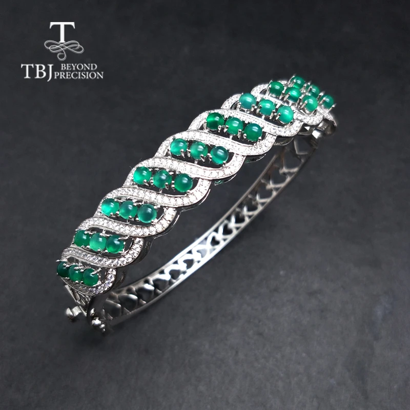 TBJ, Natural green agate gemstone Bangle 925 sterling silver solid fine jewelry classic design women anniversary wedding gift
TBJ, Natural green agate gemstone Bangle 925 sterling silver solid fine jewelry classic design women anniversary wedding gift
