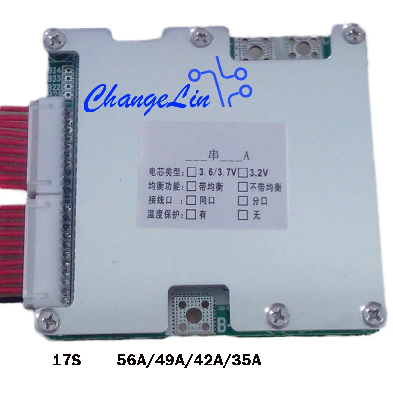 17S 60V 35A 56A литий-ионная Lifepo4 плата защиты батареи BMS PCB пакеты индикаторы для
