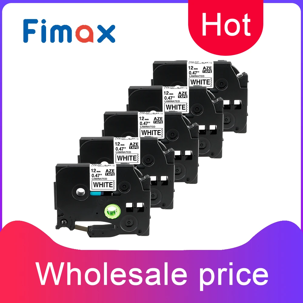 Fimax 5 шт. TZe231 TZe 231 TZ231 12 мм ленты для этикеток совместимы с Brother P touch Label Makers Tze831 Tze334