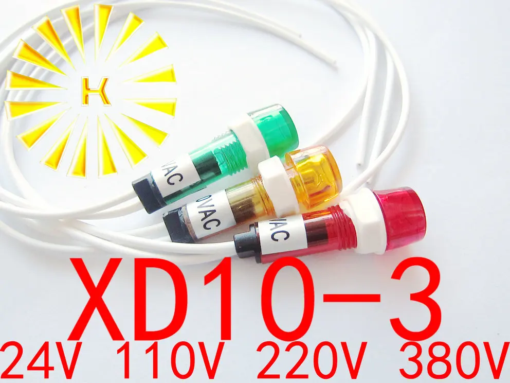 XD10-3 With 20CM Wire Signal Lamp Red Green Yellow 24V 110V AC220V AC380V 10mm Indicator Light Power LED Light Beads x 100PCS
XD10-3 With 20CM Wire Signal Lamp Red Green Yellow 24V 110V AC220V AC380V 10mm Indicator Light Power LED Light Beads x 100PCS