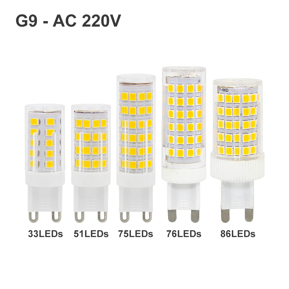Светодиодная лампочка G9, 3 Вт, 4 Вт, 5 Вт, 8 Вт, 10 Вт, 220 В переменного тока, 2835SMD, сверхъяркая лампа-кукуруза, домашсветильник освещение, точечный ...
Светодиодная лампочка G9, 3 Вт, 4 Вт, 5 Вт, 8 Вт, 10 Вт, 220 В переменного тока, 2835SMD, сверхъяркая лампа-кукуруза, домашсветильник освещение, точечный ...