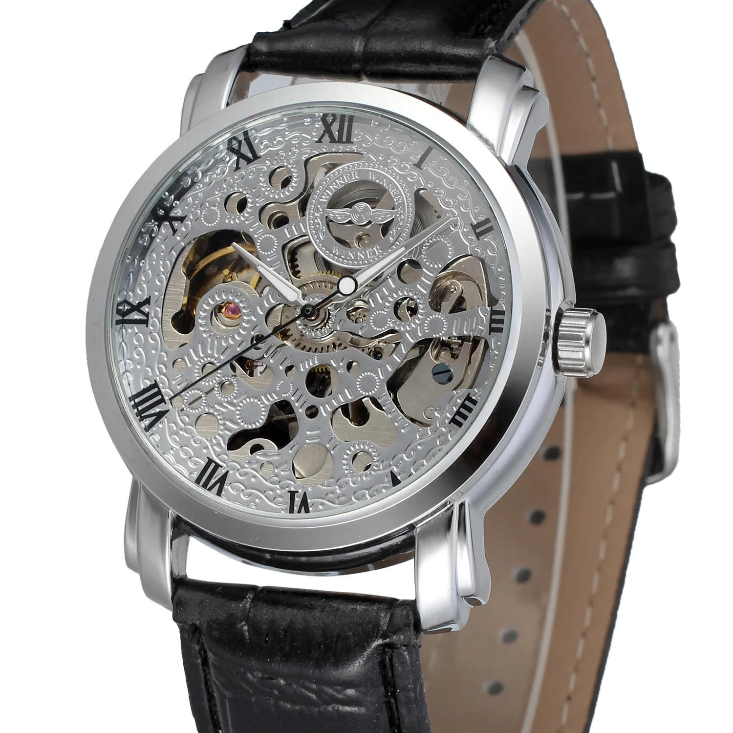 Fashion WINNER Top Man Brand Gold Skeleton Genuine Leather Strap Watch Mechanical Hand Wind Wristwatches Gift Relogio Releges
Fashion WINNER Top Man Brand Gold Skeleton Genuine Leather Strap Watch Mechanical Hand Wind Wristwatches Gift Relogio Releges