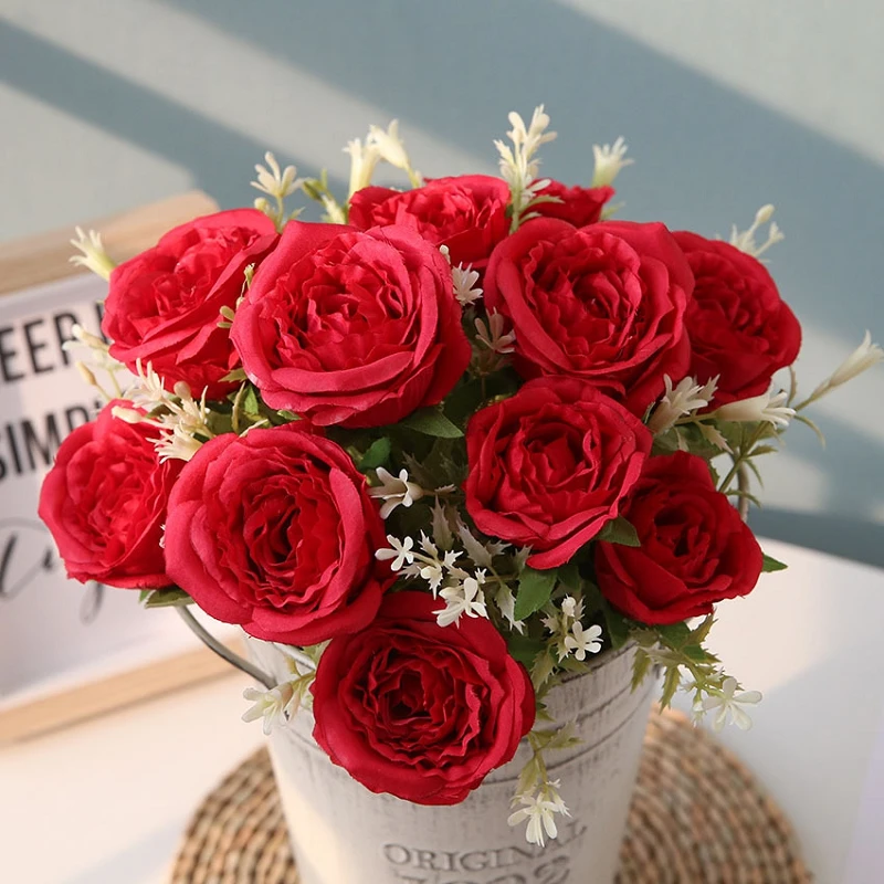 High-end wedding home decoration simulation fake flower 12 head 6 color small Korean rose tea rose bouquet
High-end wedding home decoration simulation fake flower 12 head 6 color small Korean rose tea rose bouquet