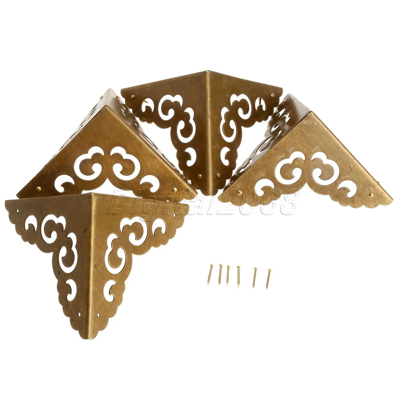 High Quality 4pcs Brass Corners Brackets Furniture Antique Copper Hardware for Cabinet Trunk Jewelry Box Chest Copper 8*8*8cm
High Quality 4pcs Brass Corners Brackets Furniture Antique Copper Hardware for Cabinet Trunk Jewelry Box Chest Copper 8*8*8cm
