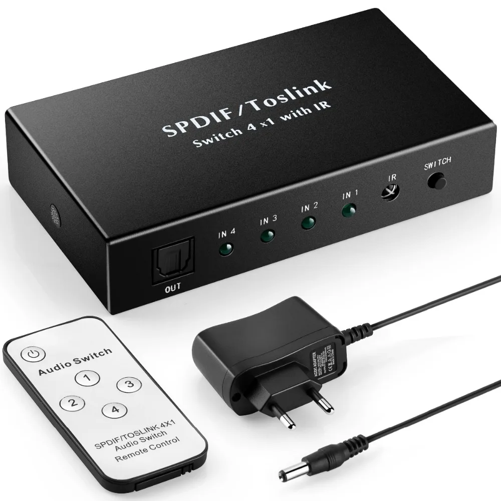 

Optical Switch SPDIF Toslink Switch IR Remote 3 input 1 output Optical Audio switcher 3 way toslink selector Box for DVD ps4