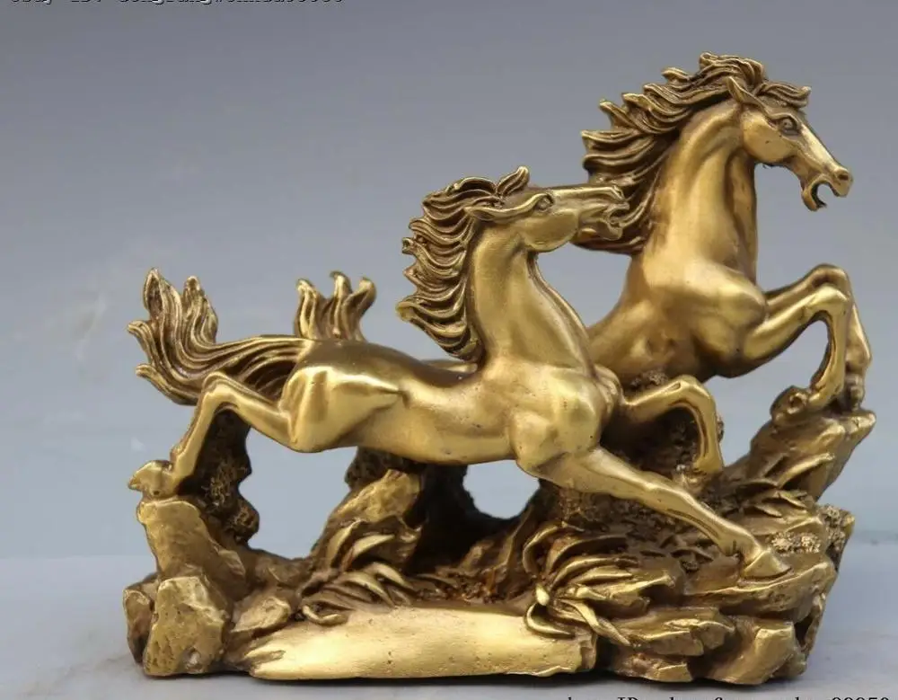 China Royal Palace FengShui Brass Copper Two Horse Success Running Animal Statue
China Royal Palace FengShui Brass Copper Two Horse Success Running Animal Statue