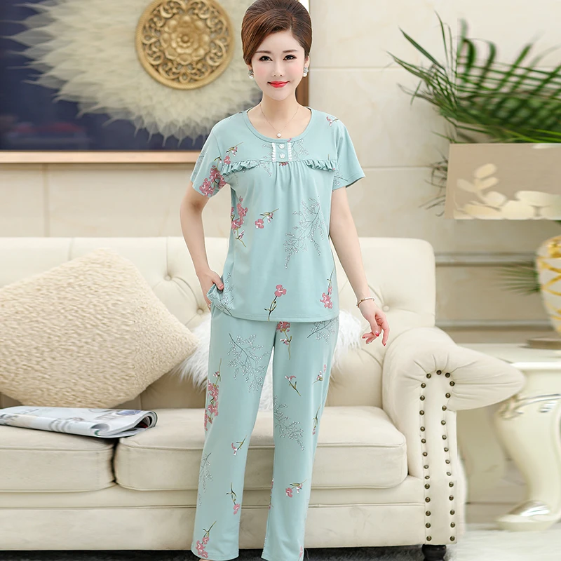 Pyjamas Women Sleepwear Short Sleeve Female Pijama Ladies Pajamas Set Mujer Floral Print Sleepwear Homewear Nightgown Asia M-3XL
Pyjamas Women Sleepwear Short Sleeve Female Pijama Ladies Pajamas Set Mujer Floral Print Sleepwear Homewear Nightgown Asia M-3XL