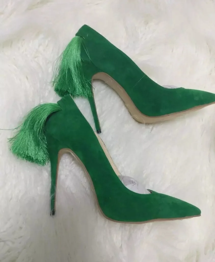 Spring And Autumn Fashion Lady Green Thin High Heels Women Slip-On Pointed Toe Fringe Side Flock Party Shoes High Quality
Spring And Autumn Fashion Lady Green Thin High Heels Women Slip-On Pointed Toe Fringe Side Flock Party Shoes High Quality