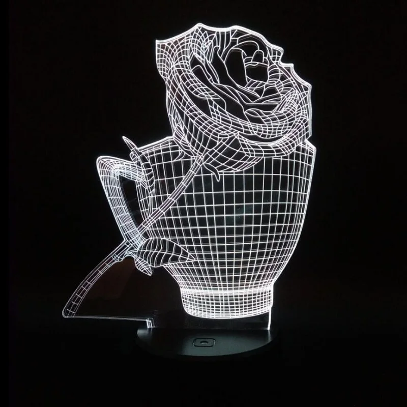 3D visual cup and rose Multi-colored Acrylic Light Creative gift Home Furnishing 7 color change Desktop Decoration
3D visual cup and rose Multi-colored Acrylic Light Creative gift Home Furnishing 7 color change Desktop Decoration